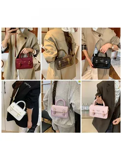 Collage of snake print vintage crossbody bags shown in various fashion outfits and colors
