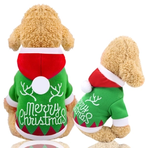 Sweat à capuche de Noël pour chien avec imprimé Merry Christmas et bois de renne en polaire