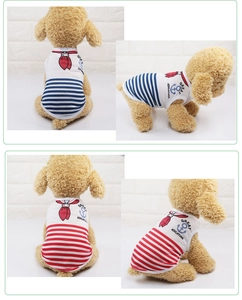 Gilet de marin à rayures avec col et ancre pour petits chiens et chats