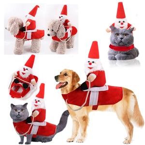Christmas Santa riding costume for dogs and cats fitting golden retrievers and pets