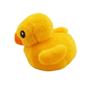 Cute yellow plush squeaky duck pet toy for dogs and cats with cartoon features