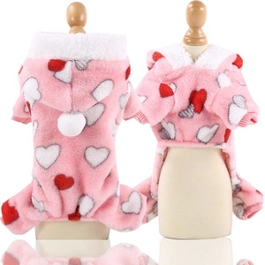 Pink Heart Pet Dog Vest Soft Coral Fleece Warm Sleeveless Shirt For Small Medium Dogs Cats Puppy Autumn Winter Clothing