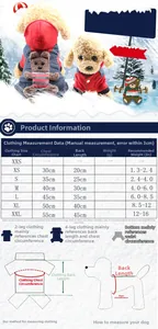 Detailed size chart for thick double-layer pet winter coat with measurement guide