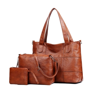 Women Handbag Tote And Crossbody Bag And Wallet PU Leather Litchi Grain Large Capacity Vintage Simple Style
