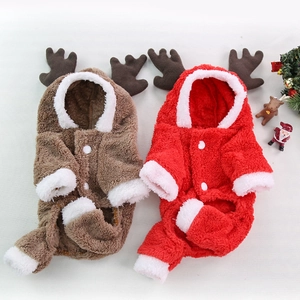 Combinaison À Capuche Renne De Noël Pour Animaux Épaisse Chaude Polaire Costume Pour Chiens Et Chats Vêtements Cosplay