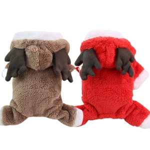 Pull de Noël en peluche pour chien, rouge et marron, polaire pour l'automne hiver