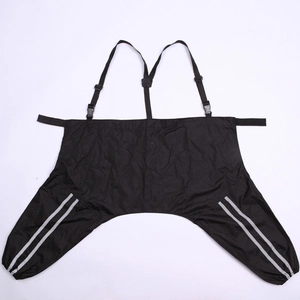 Waterproof dog rain suit with adjustable straps and safety reflective strips on legs