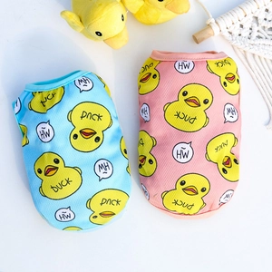 Breathable mesh pet vests for small dogs and cats with cute yellow duck print patterns