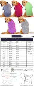 Detailed pet clothing size chart from XS to 9XL with measurement guide for dogs and cats
