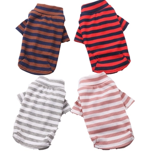 T-shirts rayés pour animaux en quatre couleurs, coton tricoté extensible et respirant