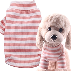 T-shirt rayé rose pour chien en coton côtelé pour petits animaux et caniches