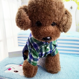 British style plaid shirt and denim overalls pet outfit set for small dogs and cats