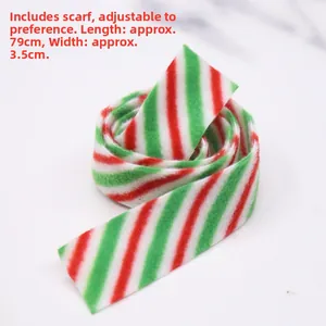 Écharpe de Noël pour chien à rayures rouge, vert et blanc de 79cm x 3,5cm