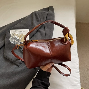 Sac Oreiller Rétro pour Femmes à Main Vintage en PU Suède Avec Boucle Chaîne en Métal Doré Sac Bandoulière pour Voyage