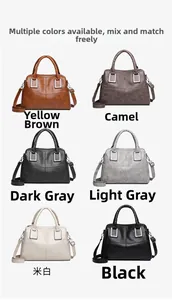 Multiple colors of large soft leather tote bags including camel, grey and black