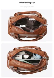 Internal structure of brown tote bag showing main compartment and storage capacity