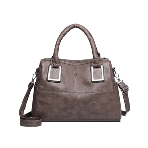 Large dark brown soft leather tote bag with silver buckle and detachable shoulder strap