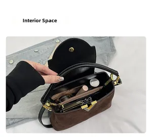 Top view showing spacious interior of the quilted tote with multiple compartments