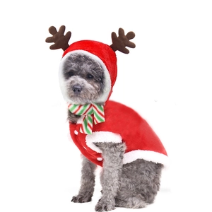 Sweat à capuche de Noël pour chien avec bois de renne et doublure en flanelle