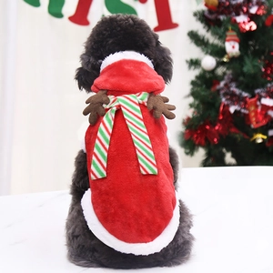 Costume de Noël en flanelle rouge pour chiens de petite et moyenne taille tenue fête