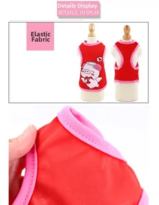 Macro detail of the elastic knit fabric and fine stitching on a red pet summer vest