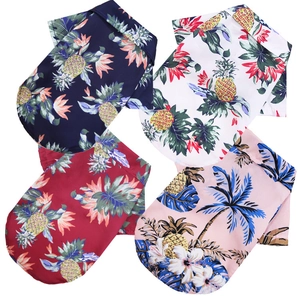 Lightweight tropical pineapple print dog shirts in four colors for small pets