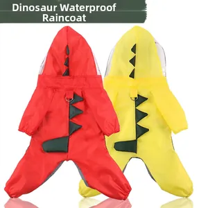 Imperméable Dinosaure pour Animal de Compagnie avec Capuche Transparente Manteau de Pluie pour Chien à Quatre Pattes