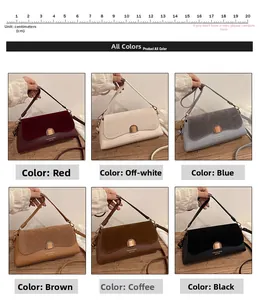 Detailed comparison of vintage patchwork shoulder bags in six various colors on a table