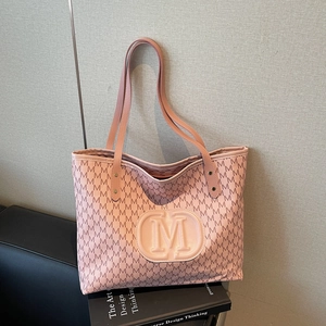 Sac Fourre-tout Vintage Imprimé Lettre M pour Femmes Grande Capacité Cuir PU Monogramme Sac à Bandoulière pour Trajet Tendance Streetwear