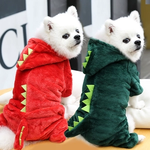 Pet Jumpsuit Dinosaur Transformation Costume Soft Flannel Warm Winter Clothes For Small Dogs Cats Hooded Tiger Hoodie