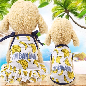 Vestido y chaleco de malla transpirable con estampado de plátanos para perros y gatos