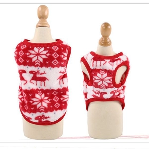 Christmas reindeer and snowflake pattern fleece pet vests for dogs and cats