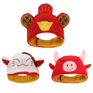 Cute Pet Cat Hat Headgear Festive Cartoon Costume For Small Dogs Puppy Soft Plush Adjustable Warm Animal Party Headwear