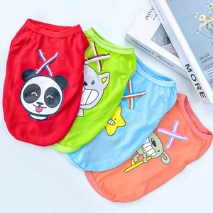 Gilets pour animaux en coton respirant en quatre couleurs avec motifs de dessins animés