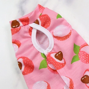 Detailed view of pink breathable cat and dog surgical recovery vest with lychee print