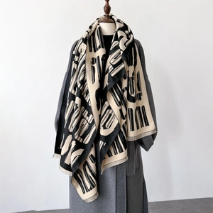 Sciarpa Scialle Da Donna Spessa Calda Imitazione Cashmere Doppia Faccia Stampa Geometrica Astratta Frange Inverno