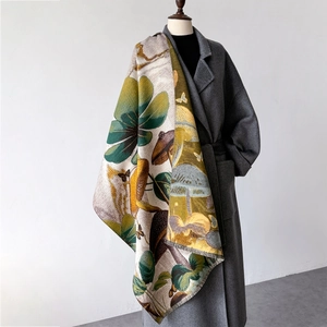 Thick cashmere-like butterfly print oversized shawl for women in autumn winter styling