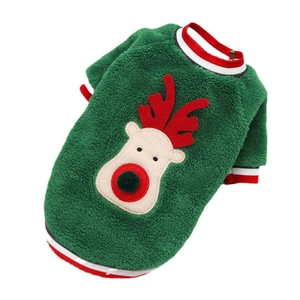 Sweat de Noël en polaire corail vert avec motif de renne pour chiens et chats