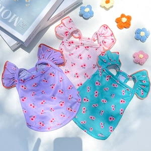Robe Fleurie Pour Animaux À Volants Polyester Respirant Vêtements Été Pour Petits Moyens Chiens Chats Doux Motif Fleurs