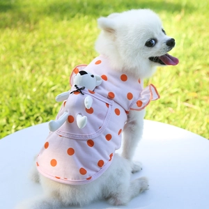 T-shirt rose et orange à pois pour animal avec poche ours et manches à volants