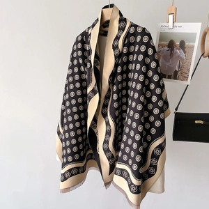 Écharpe D'Hiver En Imitation Cachemire Pour Femmes Grand Châle À Motif Floral De Camélia Épais Chaud Avec Franges Accessoire De Mode Élégant