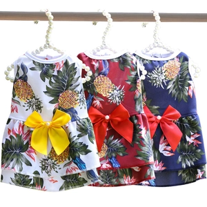 Robe d'Été pour Animaux de Compagnie Chien Chat Imprimé Ananas Jupe Tutu en Maille Respirante Avec Grand Nœud Décoration Künstliche Perles