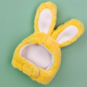 Cappello morbido giallo con orecchie da coniglio per cani e gatti con velcro