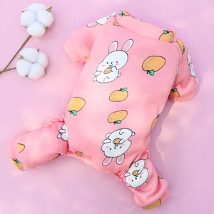 Pyjama rose pour animaux avec motif lapin et poignets élastiques pour chiens