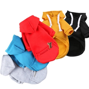 Pet Dog Hoodie Polyester Warm Fleece With Zipper Pocket Drawstring Hood Casual Clothes For Small Medium Large Dogs Cats