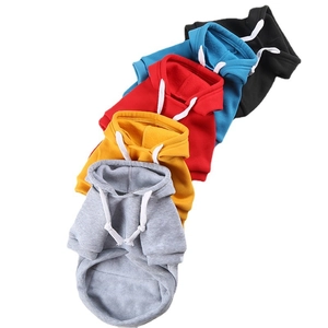 Fleece pet hoodies for large dogs and cats in five colors with white drawstrings