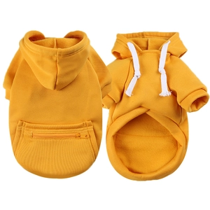 Ginger yellow pet hoodie for large dogs with warm fleece and functional zipper pocket