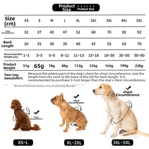 Detailed size chart for dog heart plaid hoodie showing chest and back length measurements