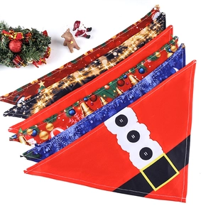 Detailed collection of Christmas pet bandanas featuring Santa and reindeer festive patterns