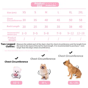 Detailed size guide for plaid pet fleece clothing with chest and back measurements